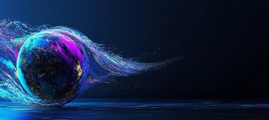 Aufkleber - Quantum computer technologies. Illustrated with a futuristic blue circuit board background, highlighting modernity. Design incorporating a modern technology circuit board texture background. Waves
