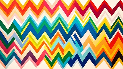 Aufkleber - A colorful explosion of zigzag lines in bold hues, arranged dynamically on a white background, creating an energetic and eye-catching visual