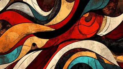 Poster - A dynamic abstract background featuring intricate, overlapping line patterns in varying thicknesses and angles, creating a sense of depth and movement