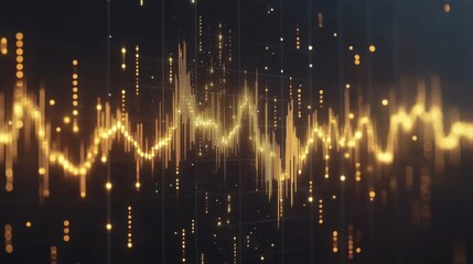 Poster - A gold price line graph with a golden upward trend line, set against a dark background with glowing highlights and grid lines for a high-value look