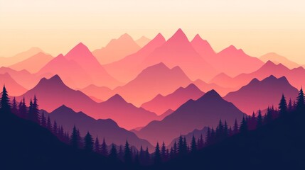 Fototapete - A gradient background with smooth transitions from warm orange to deep pink, creating a soft, sunset-like atmosphere with rich colors