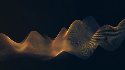 Fototapete - A minimalistic line chart in golden hues on a dark background, with a steady upward trend symbolizing increasing gold prices and value