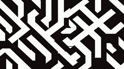 Poster - A modern geometric pattern composed of interlocking lines in black and white, creating a sophisticated, high-contrast visual with a timeless appeal