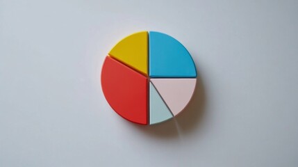 Fototapete - A modern pie chart with vibrant colors and clean, divided segments, set against a white background for a sharp, minimalist look