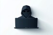 © bajita111122 - a hacker icon with laptop, cyber threat symbol, simple vector, gray tones, isolated on white background