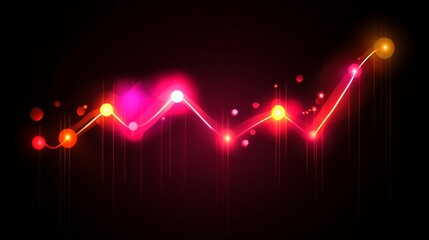 Leinwandbilder - A sleek line graph displaying fluctuating business trends, with a glowing upward trajectory on a dark background, showcasing financial growth and stability