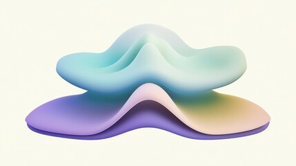 Leinwandbilder - A stacked area graph with soft gradient colors in blue, purple, and green tones, creating a smooth, layered effect against a white background
