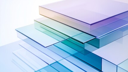 Leinwandbilder - A stacked area graph with soft gradient colors in blue, purple, and green tones, creating a smooth, layered effect against a white background