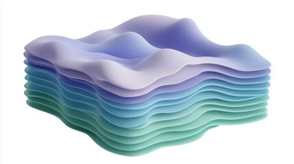 Poster - A stacked area graph with soft gradient colors in blue, purple, and green tones, creating a smooth, layered effect against a white background