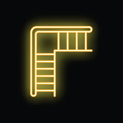 Wall Mural - glowing neon line pool stairs icon isolated on black background. vector illustration