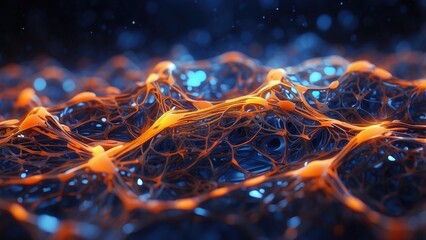 Digital illustration of a glowing blockchain concept with a close-up of a chain made of binary code