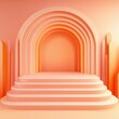 © TKMedia - Abstract Peach Archway with Steps - Minimalist 3D Render.