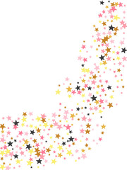 Wall Mural - Fashionable black pink gold starburst scatter design. Little stardust spangles New Year decoration elements. Cartoon star burst illustration. Spangle symbols poster decor.