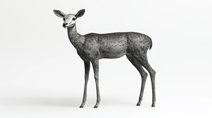 Wall Mural - Wildlife illustration featuring a gazelle anatomy study, set in a studio against a white backdrop