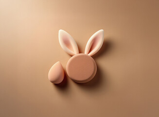 Leinwandbilder - A minimalist 3D render of a stylized bunny, featuring peach-toned forms against a muted background.  The design is simple and elegant, suggesting gentleness and spring.