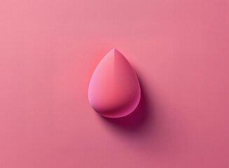 Leinwandbilder - A single, three-dimensional pink droplet rests on a matching background.  Its smooth surface subtly reflects light, creating a soft shadow.  The minimalist design emphasizes simplicity and form.