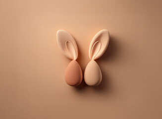 Aufkleber - Here is a description and keywords for the provided image:

**Description:**

A pair of stylized bunny ears and nose, rendered in smooth, monochromatic beige tones against a matching background.  The 
