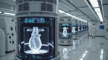Poster - Exploring advanced medical technology and heart models in a modern healthcare facility