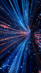 Blue binary data cyberspace background