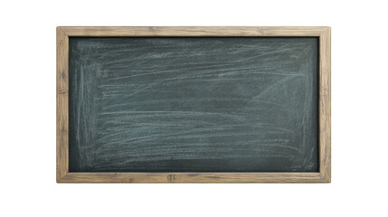 Poster - A blank dark green chalkboard with a rustic wooden frame is shown ready for a message or drawing.