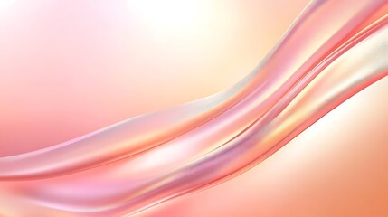 Fototapete - Abstract image of flowing peach and pink liquid with a soft, glowing background. The smooth curves and subtle texture create a serene and elegant