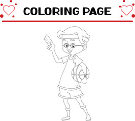 Wall Mural - basketball player is holding debit card coloring page for kids