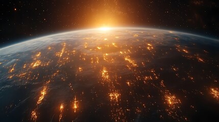 Wall Mural - a large number of small space debris orbits the earth planet