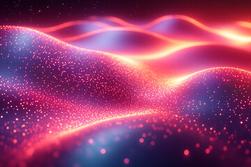 Fototapete - A mesmerizing abstract background featuring flowing waves of vibrant colors and sparkling particles, perfect for design and multimedia projects.