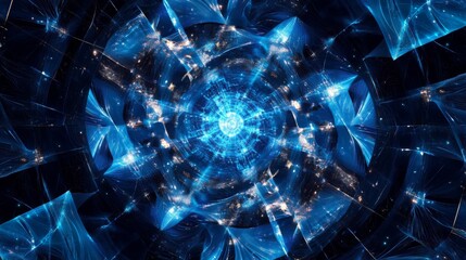 Wall Mural - abstract blue geometric shapes with digital connections, futuristic technology background representi