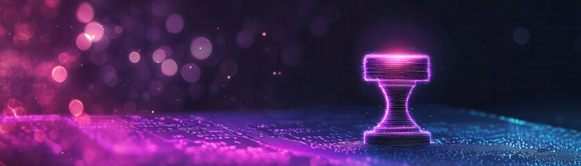 Wall Mural - glowing digital verification symbol with vibrant colors and bokeh effects