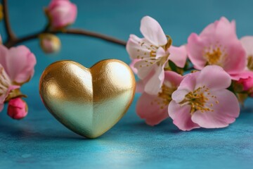 Wall Mural - Heart-shaped Object with Pink Flowers