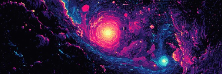 Colorful cosmic nebula and stars in deep outer space