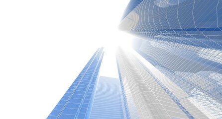 Wall Mural - abstract city architecture 3d rendering 3d illustration