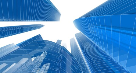 Wall Mural - abstract city architecture 3d rendering 3d illustration