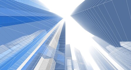 Wall Mural - abstract city architecture 3d rendering 3d illustration