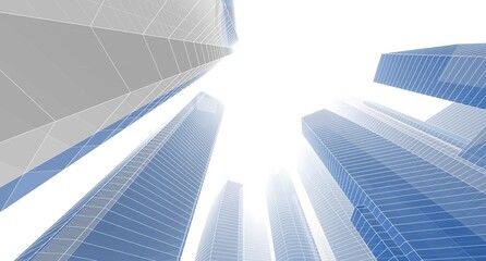 Wall Mural - abstract city architecture 3d rendering 3d illustration