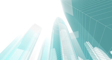 Wall Mural - abstract city architecture 3d rendering 3d illustration