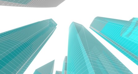 Wall Mural - abstract city architecture 3d rendering 3d illustration
