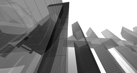 Wall Mural - abstract city architecture 3d rendering 3d illustration