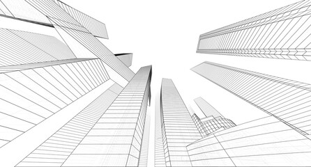 Wall Mural - abstract city architecture 3d rendering 3d illustration