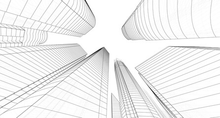 Wall Mural - abstract city architecture 3d rendering 3d illustration