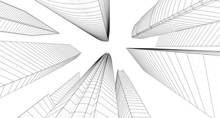 Wall Mural - abstract city architecture 3d rendering 3d illustration