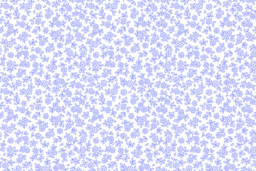 Cute floral pattern in small flowers. Small blue hand drawn lines flowers. White background. Ditsy print. Floral seamless background. Template with chamomile for fashion prints. Stock pattern.