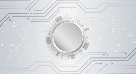 Poster - Sci-fi concept for presentation or banner. Abstract futuristic circuit board. High tech digital technology design. High computer technology elements on a grey background.