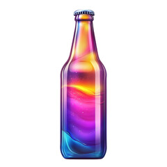 Poster - A glass bottle is filled with a vibrant and colorful liquid that resembles a cosmic nebula or galaxy.