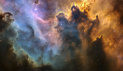 Wall Mural - a nebula of dark purple and blue, with a light cloud in the center. the background is black space fi