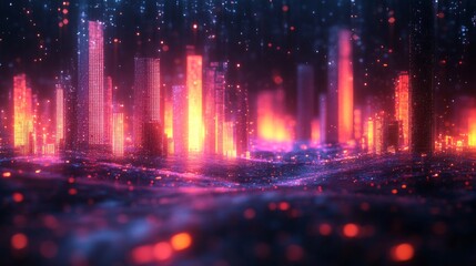 Futuristic Cyber City Futuristic Background with Glowing Particles