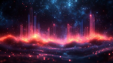 Futuristic Cyber City Futuristic Background with Glowing Particles