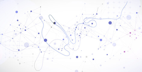 Wall Mural - template for science or technology presentation. plexus style background with wave art. vector illus