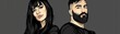 © Iswanto - Couple portrait, dark background, stylized illustration, music promotion